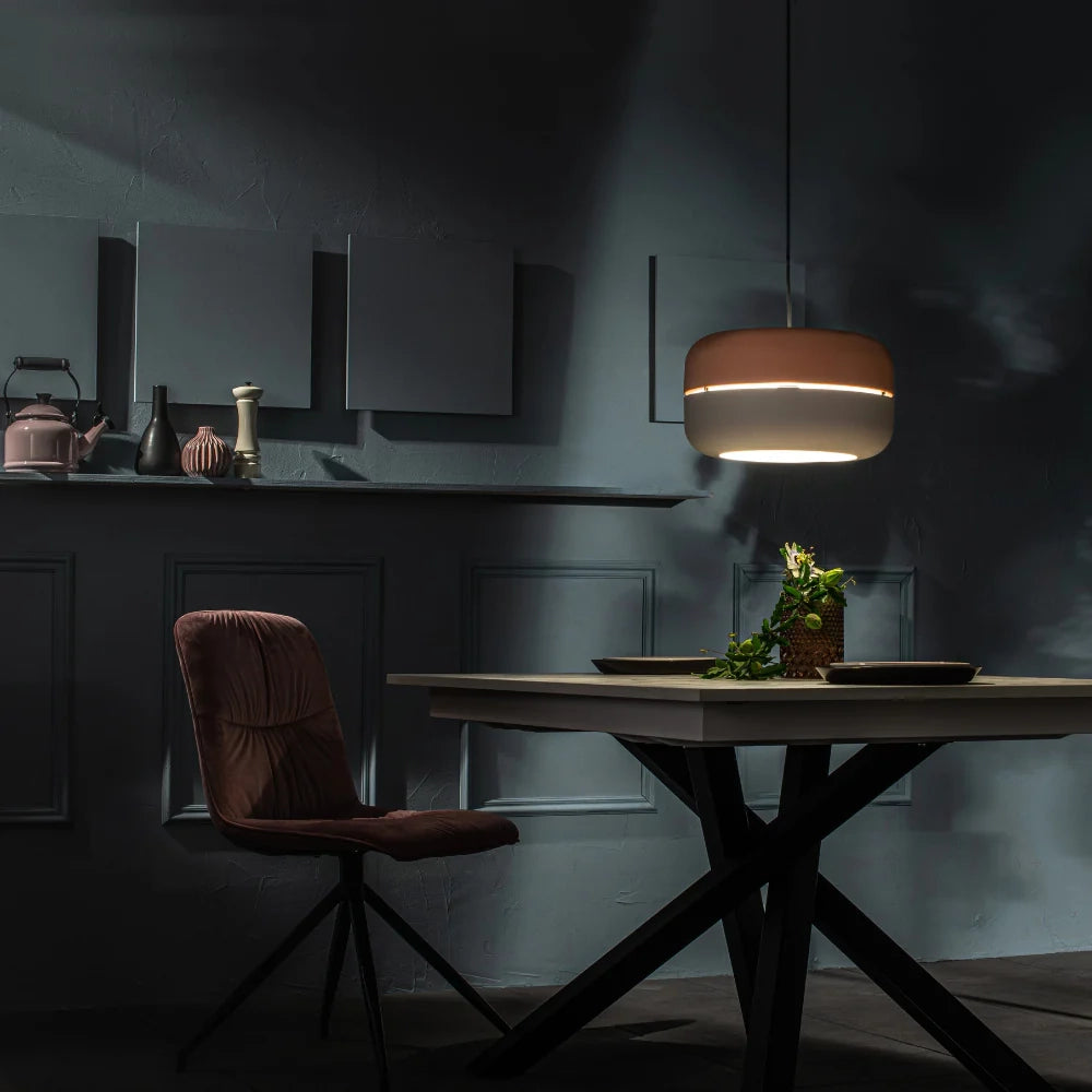 Lampada a sospensione Luminosa in metallo rosa e grigio | Duzzle