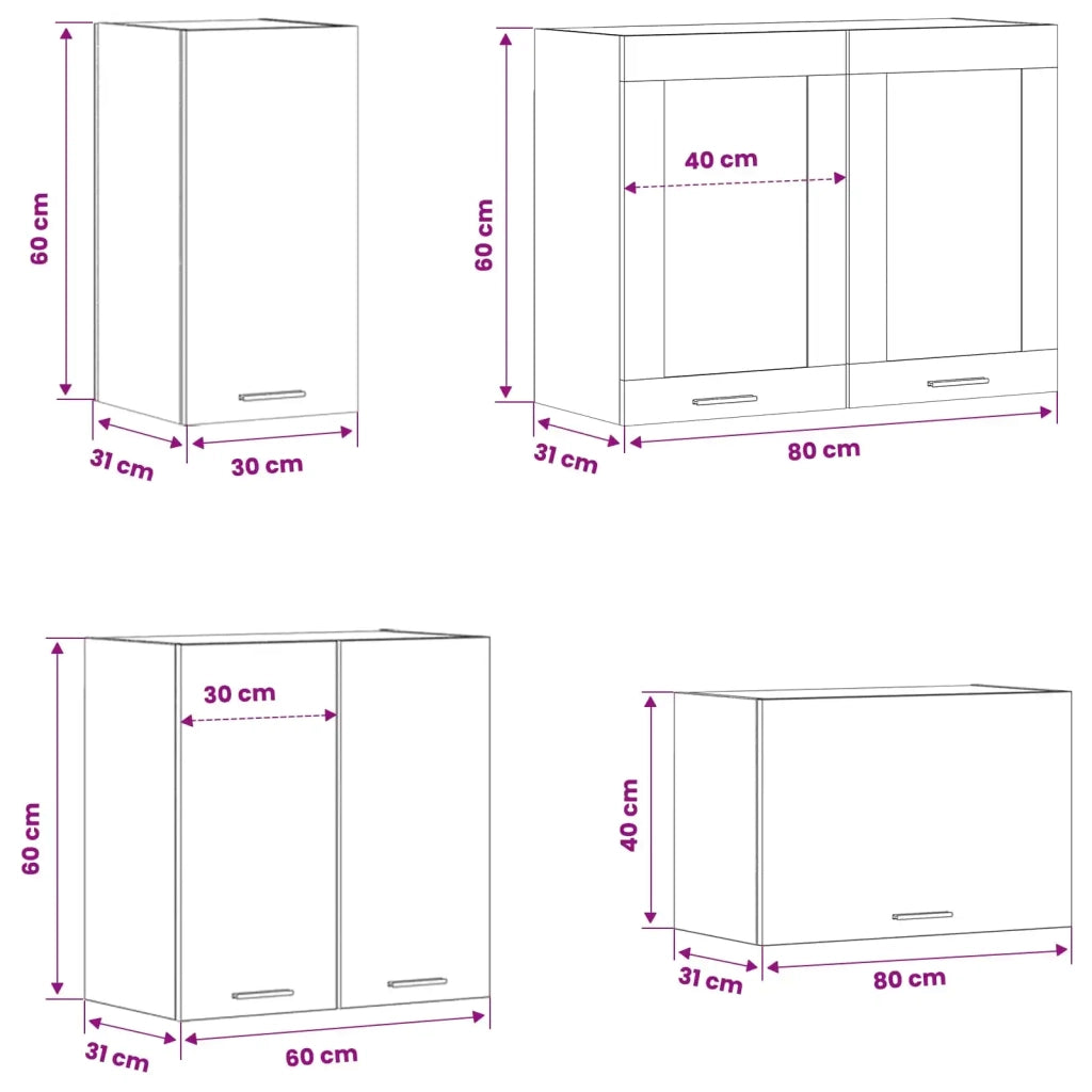 Unità Cucina Lyon 8 pcs Rovere Nero Legno multistrato 3445860
