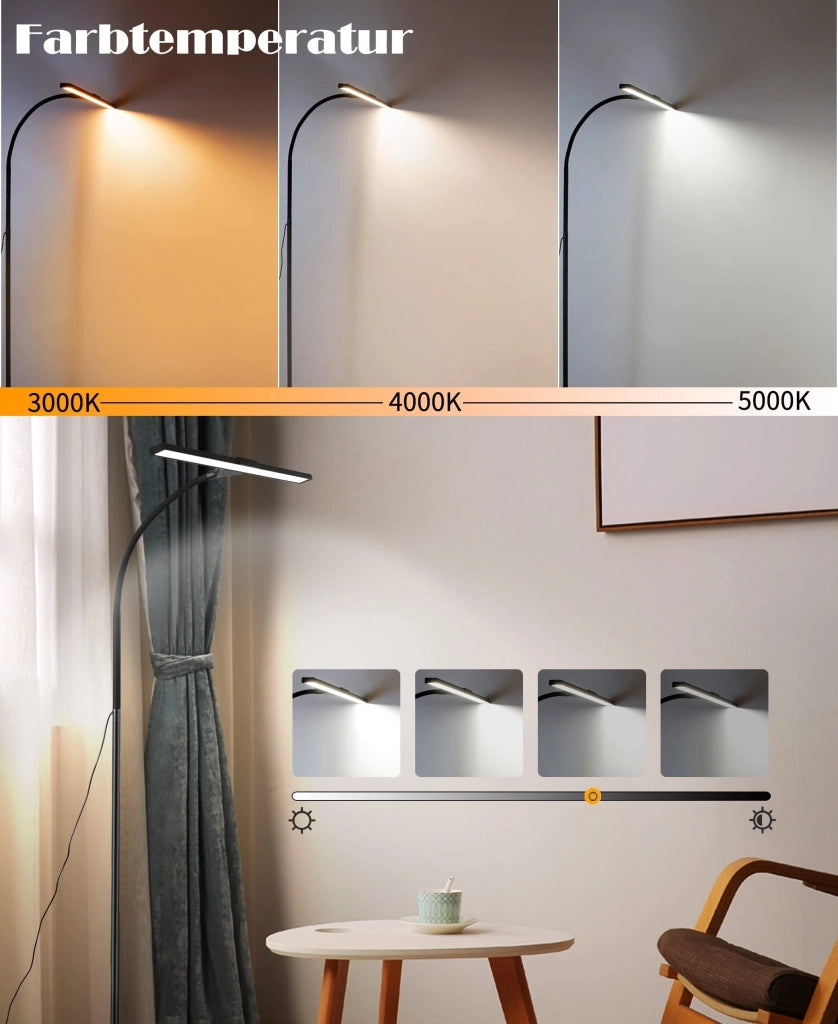 ZMH Lampada da Terra a LED Moderna Lampada da Lettura Touch con Timer Illuminazione per Ufficio