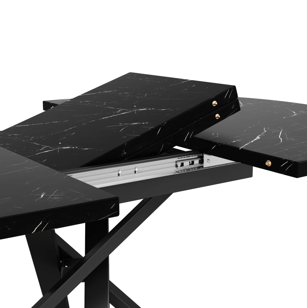 Tavolo rotondo allungabile; diametro 100 cm estendibile a 140 cm; MDF e metallo nero