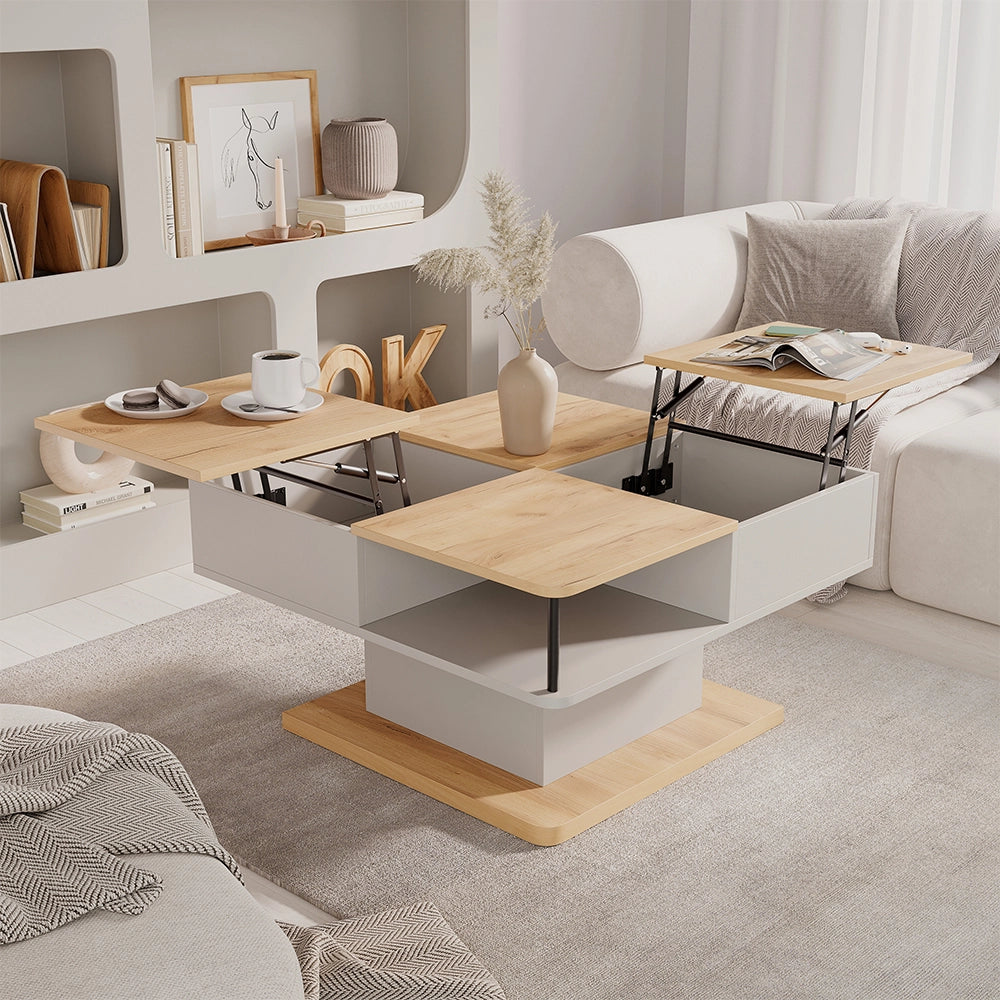 Vicco tavolino soggiorno Beige 80 x 45 cm con vani portaoggetti