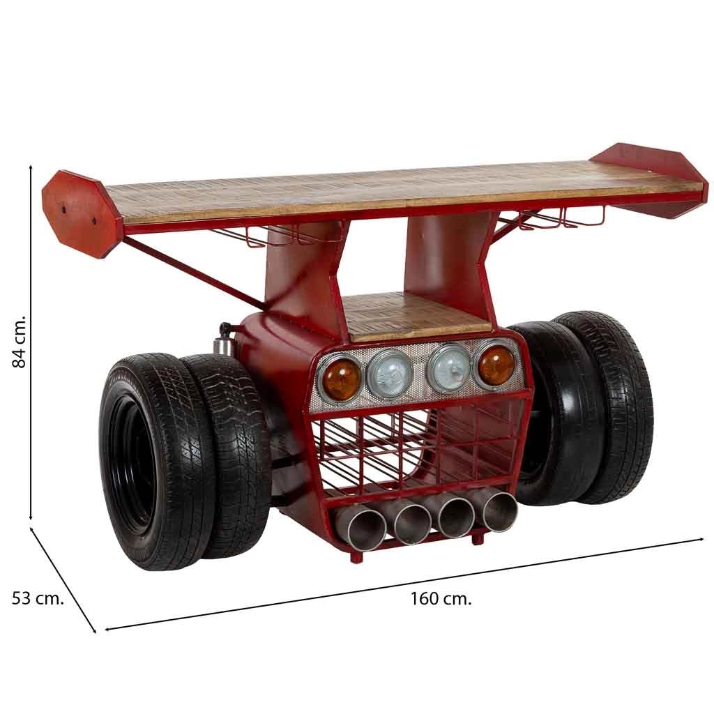 Mobile bar portabottiglie rosso con ruote 160x53x84h cm
