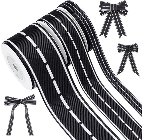 Seta a Lint Poliestere - Nero - 15 Yard - 3 Pacchi - 3/8/7/8/1-1/2 Pollici Larghezza - Per Costumi/Accessori