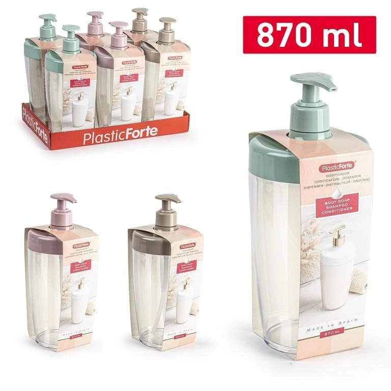 1 Pezzo Dispenser PortaSapone Liquido in Plastica 870 cm Vari Colori