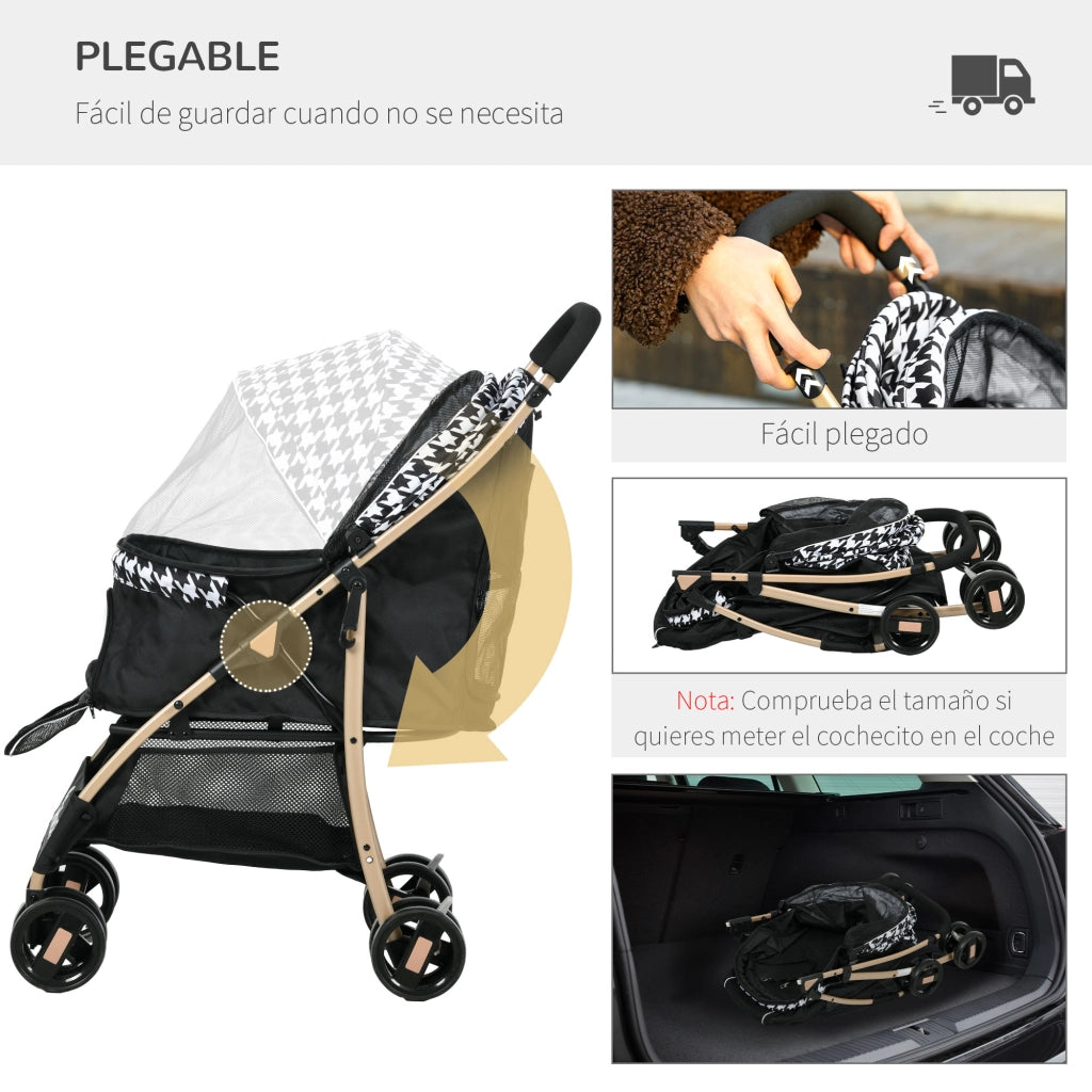Passeggino per Animali Domestici con 2 Porte e Finestra in Rete ¨C Xylo ¨C 80x44,5x97 cm Nero