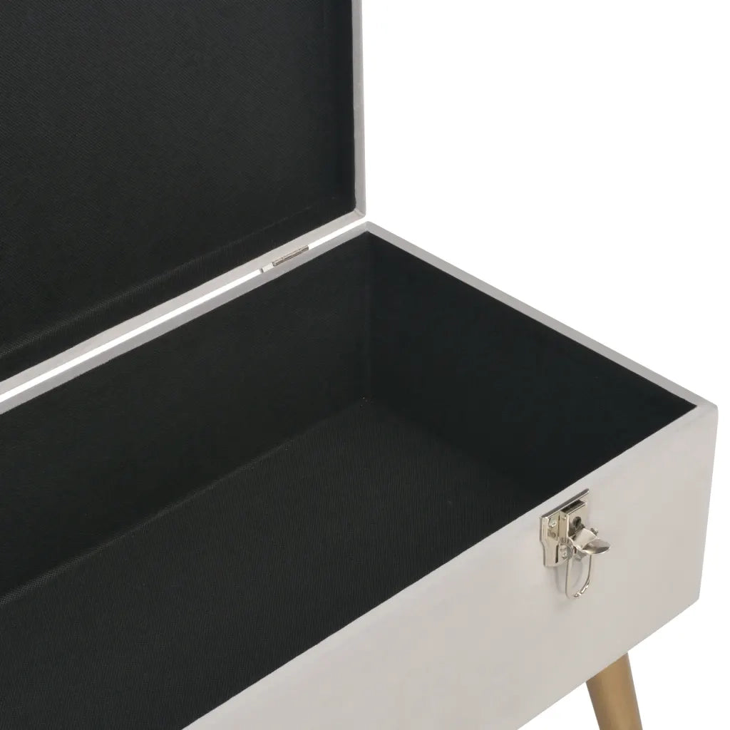 Panca con Vano Portaoggetti-Panca con Contenitore-Sgabello 80 cm Grigio in Velluto