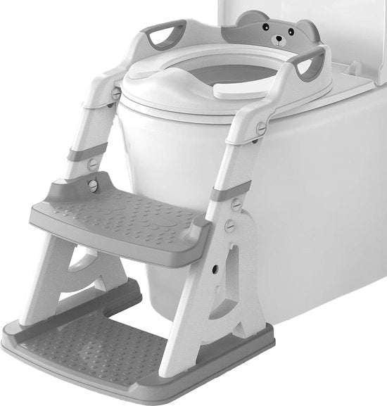 Sedia per WC con seduta regolabile in altezza, pieghevole, con poggiatesta antiscivolo e scala antislip per bambini da 1 a 7 anni