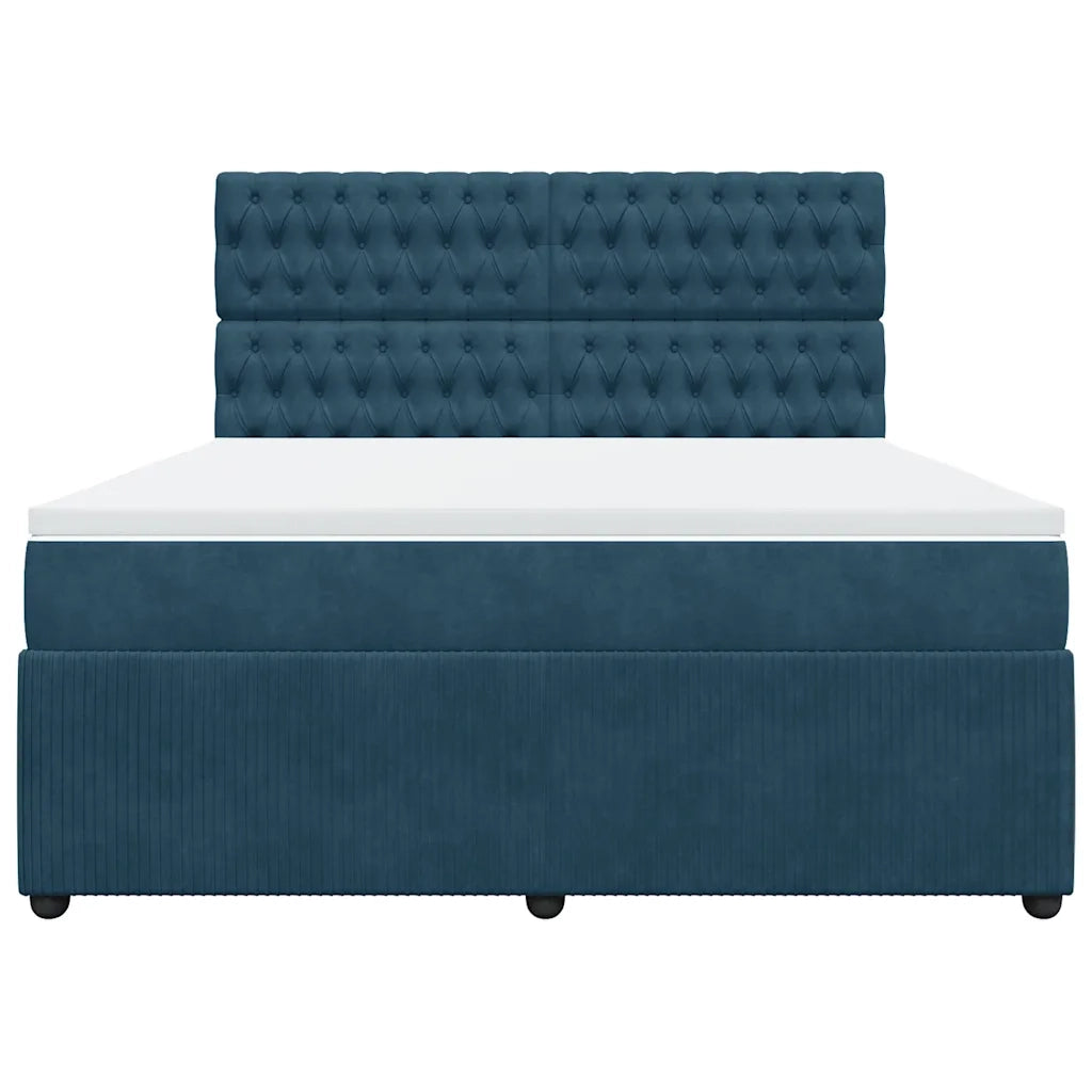 Giroletto a Molle con Materasso Blu 180x200 cm in Velluto