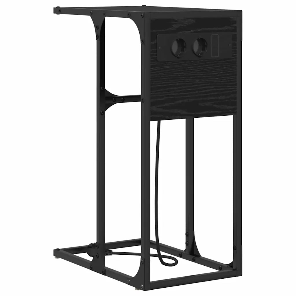 Comodino | Armadio da Notte | Mobiletto da notte Rovere Nero 41,5 x 26 x 60,5 cm