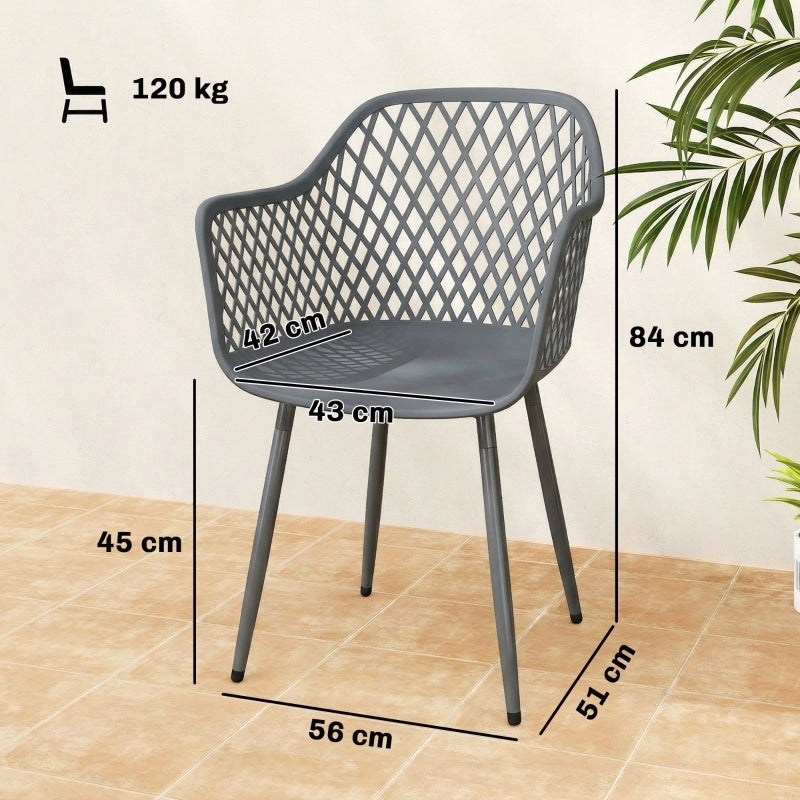 SEDIA da giardino Set da 4 pezzi 56 x 51 x 84 cm Grigio scuro Metallo