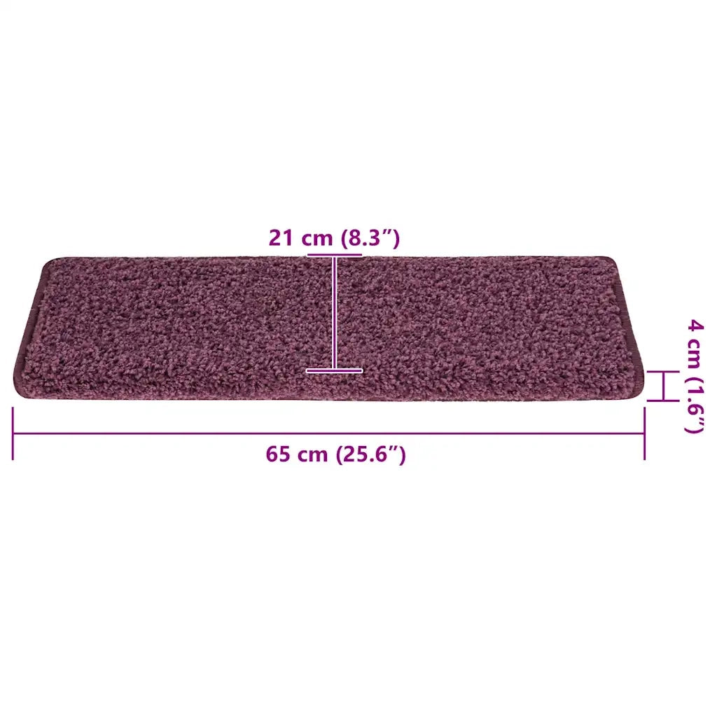 Tappetini per scale 15 pz 65x21x4 cm Viola scuro con bordo rettangolare 326205