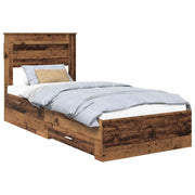 Letto singolo | Letto per adulti | Struttura del letto Legno vecchio 90 x 200 cm Legno multistrato