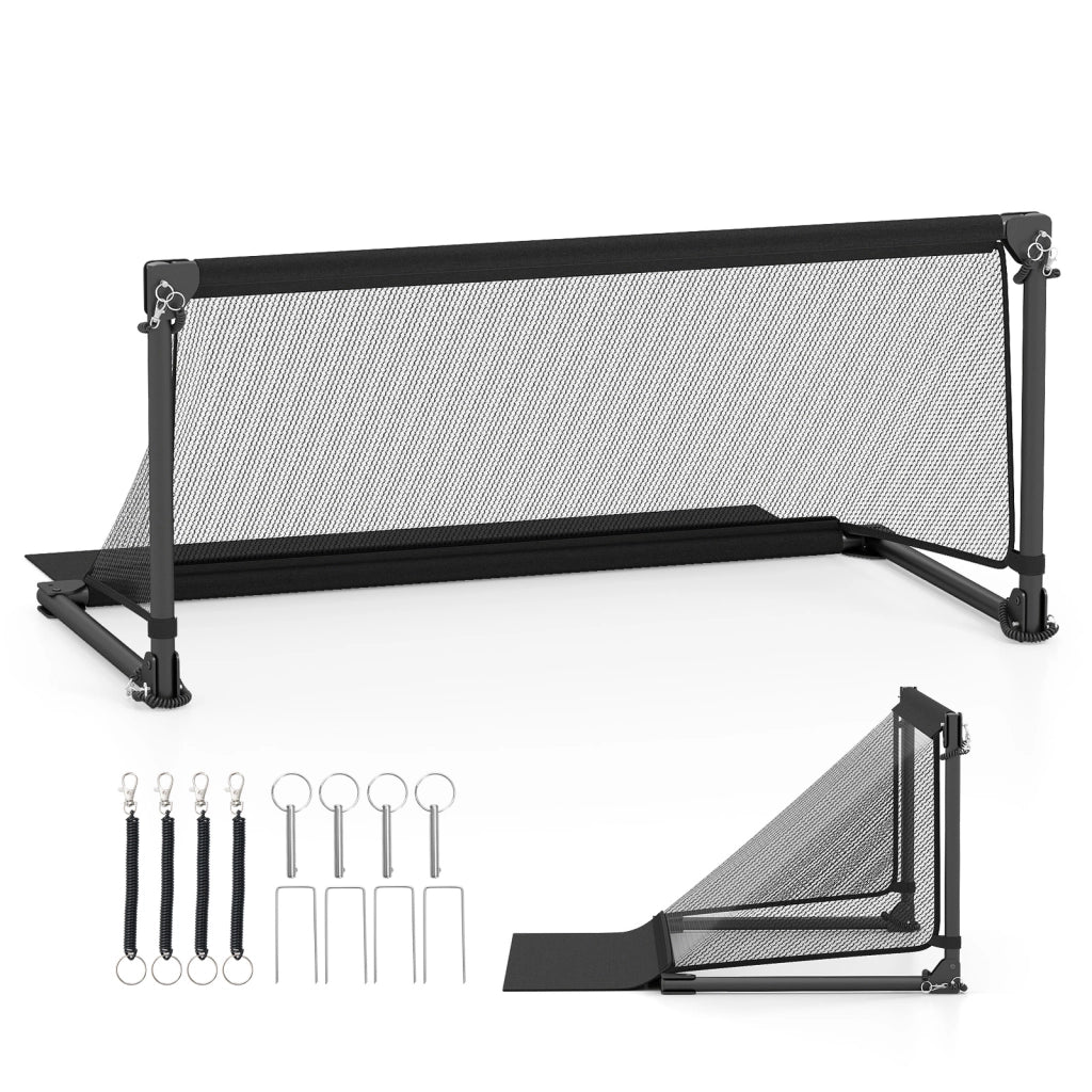 Porta da calcio per bambini in metallo con rete pieghevole, Porta calcio leggera per cortile spiaggia e giardino 6+ anni 100 x 50 x 47 cm