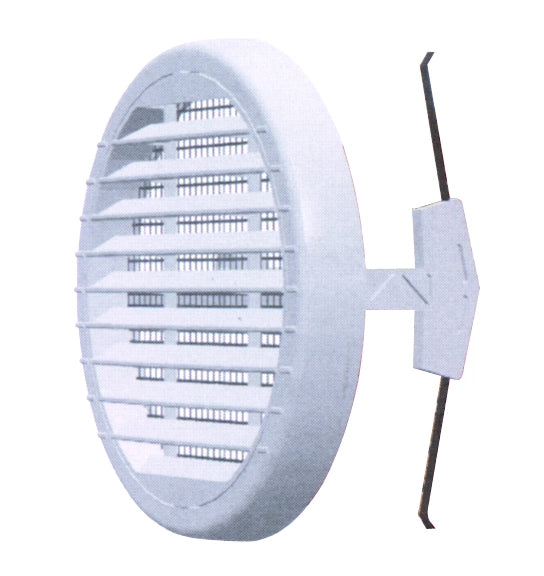 GRIGLIA DI AERAZIONE IN PLASTICA RETE+ZANCHE Ø mm. 160 per fori mm. 80-140 5.00 pz
