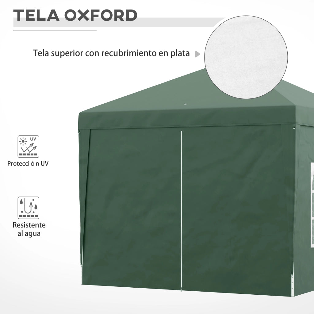 Gazebo Giardino Pieghevole 3x3 m Verde con 4 Pareti ¨C zephmum ¨C Polipropilene Impermeabile Anti-UV