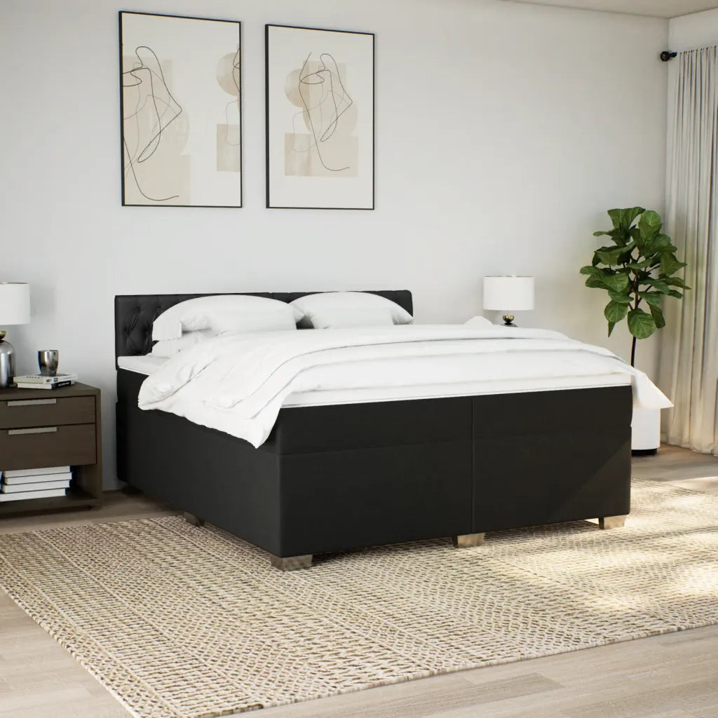 Giroletto a Molle con Materasso Nero 200x200 cm in Tessuto