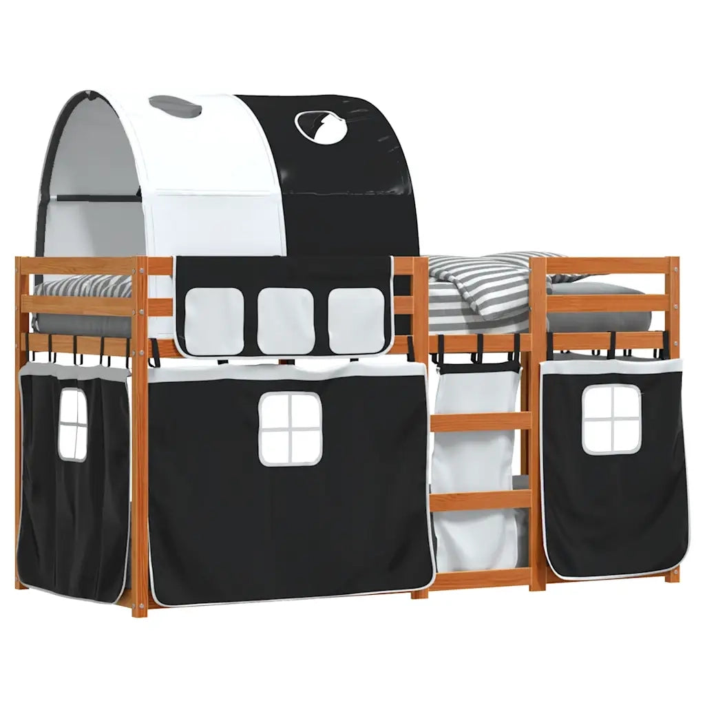 Letto a Castello senza Materasso Bianco e Nero 80x200cm in Pino 3284012