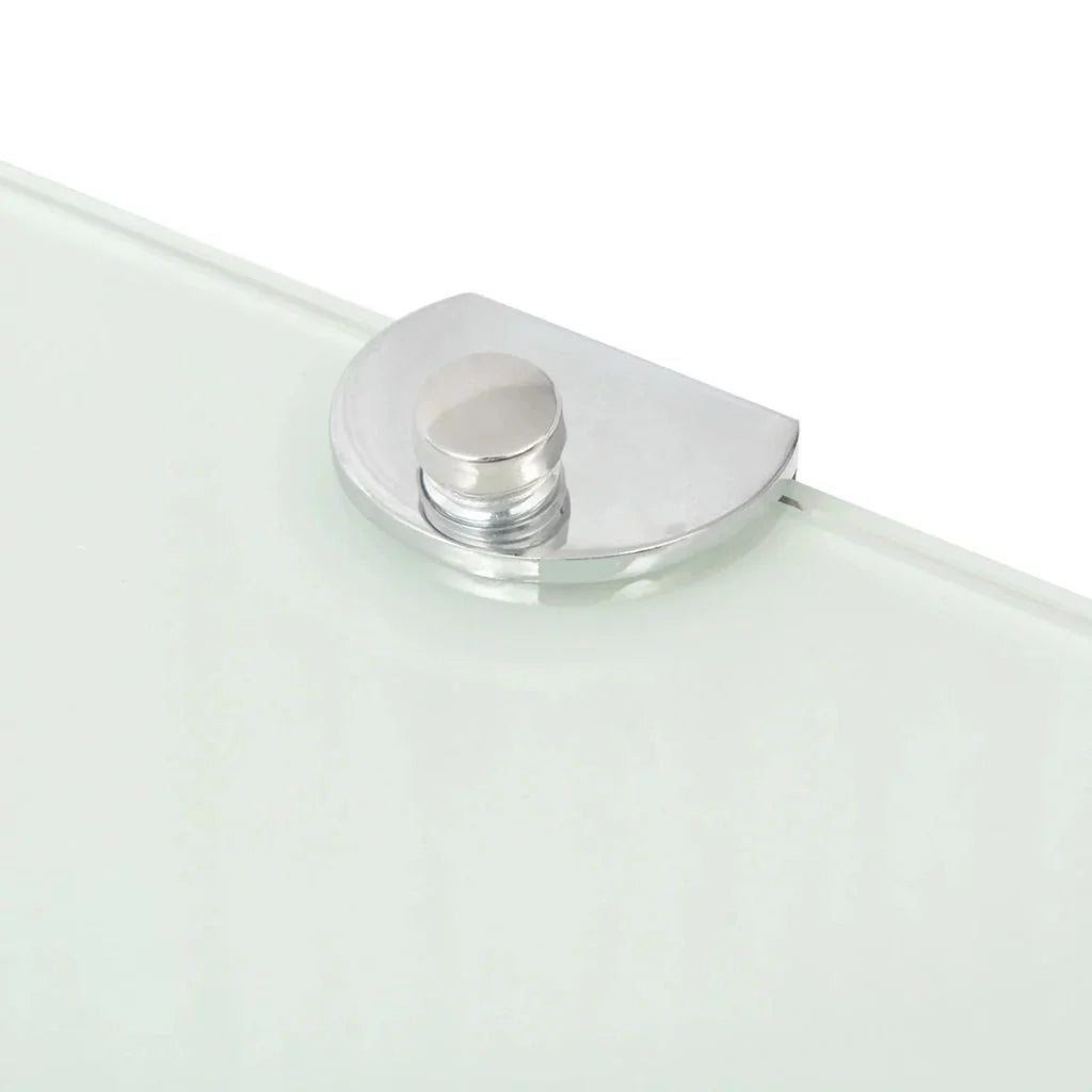Mensola angolare con staffe cromate e vetro bianco 35 x 35 cm 2702224/2