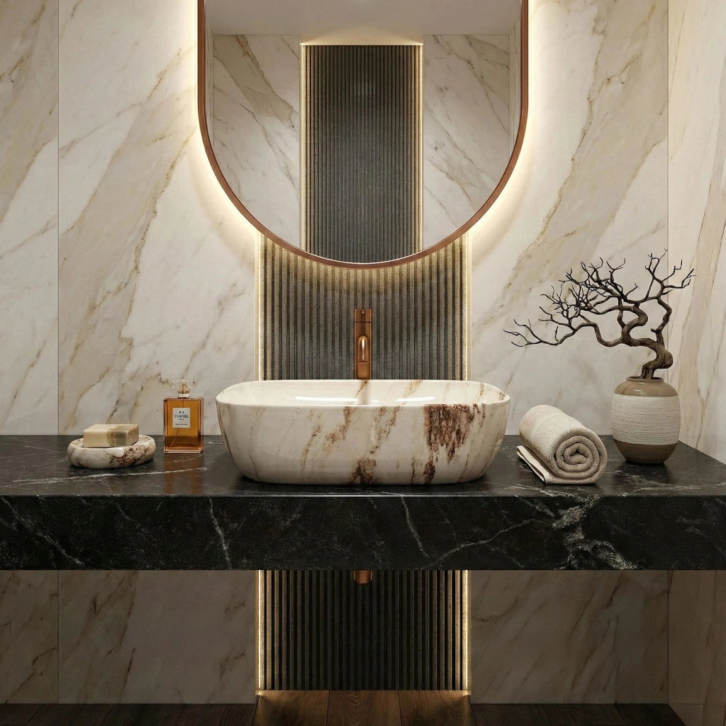 Lavabo Da Appoggio Rea Belinda Marrone Shiny