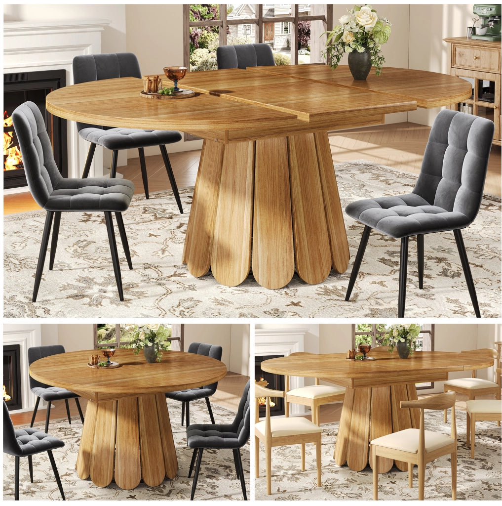 Tavolo da pranzo allungabile rotondo 118-158 cm marrone