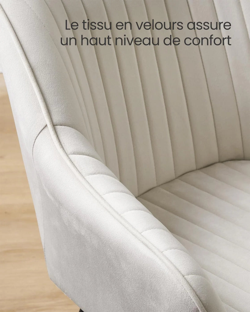 Sedia da pranzo poltrona seduta imbottita con braccioli larghezza seduta 49 cm gambe in metallo rivestimento in velluto portata 110 kg per soggiorno o camera da letto beige 12_0004914