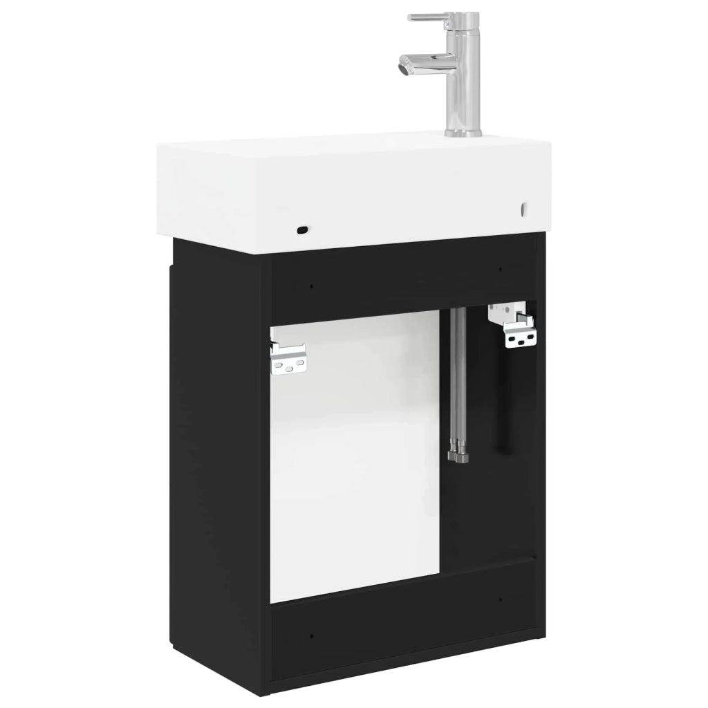 Mobile bagno con rubinetto Nero 45,5 x 22,5 x 84 cm 889442