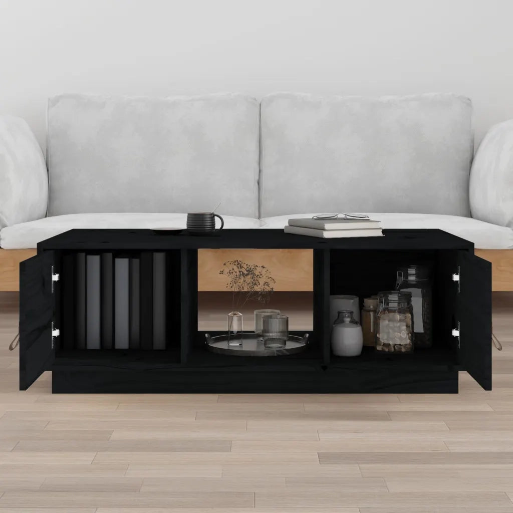 Tavolino da salotto | Tavolino da caff¨¨ | Tavolino da Soggiorno Nero 100x50x35 cm Legno Massello di Pino
