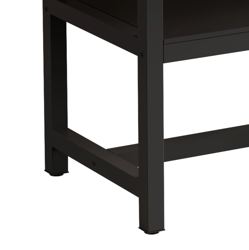 Tavolo da pranzo 160x90x76 cm con ripiano integrato in MDF e metallo nero
