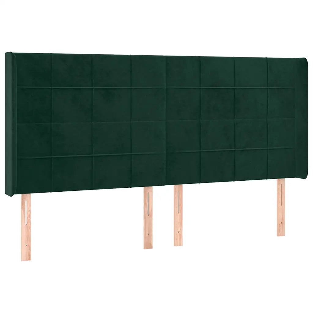 Letto a Molle con Materasso e LED Verde Scuro 160x200cm Velluto 3139574