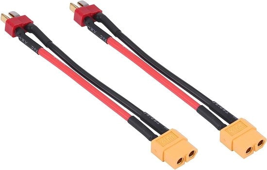 Set 2 in 1 per 4 tipi di cavi di adattamento per accessori RC 14AWG 10 cm - Isolamento elettrico - XT60 a T Plug - Facile da utilizzare e affidabile