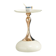 Tavolino da caffè rotondo con base in metallo - per soggiorno - 44×41×20 cm - bianco