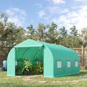 Serra da giardino in PE 450 × 300 × 205 cm con struttura in acciaio zincato, verde