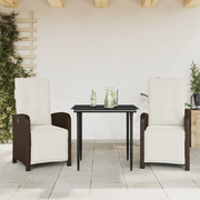 Set BistrÃ² 3 pz con Cuscini Marrone in Polyrattan