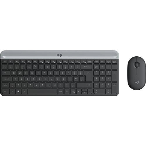 Logitech mk470 kit mouse e tastiera wireless per windows, ricevitore usb 2.4 ghz, ‎sottile, compatto, silenzioso, batteria lunga durata, pc/laptop, layout italiano qwerty, ‎grigio - 920-009196