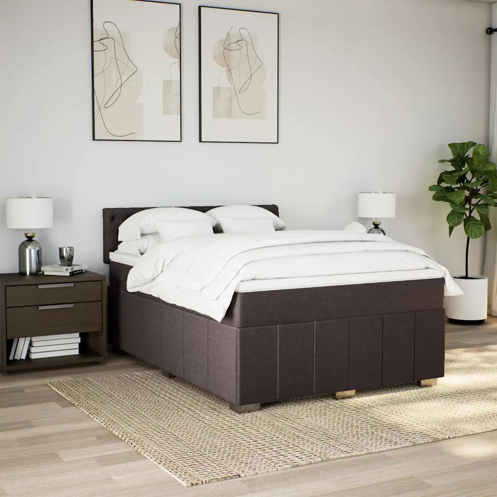 Giroletto a Molle con Materasso Marrone Scuro 140x190cm Tessuto 3289373