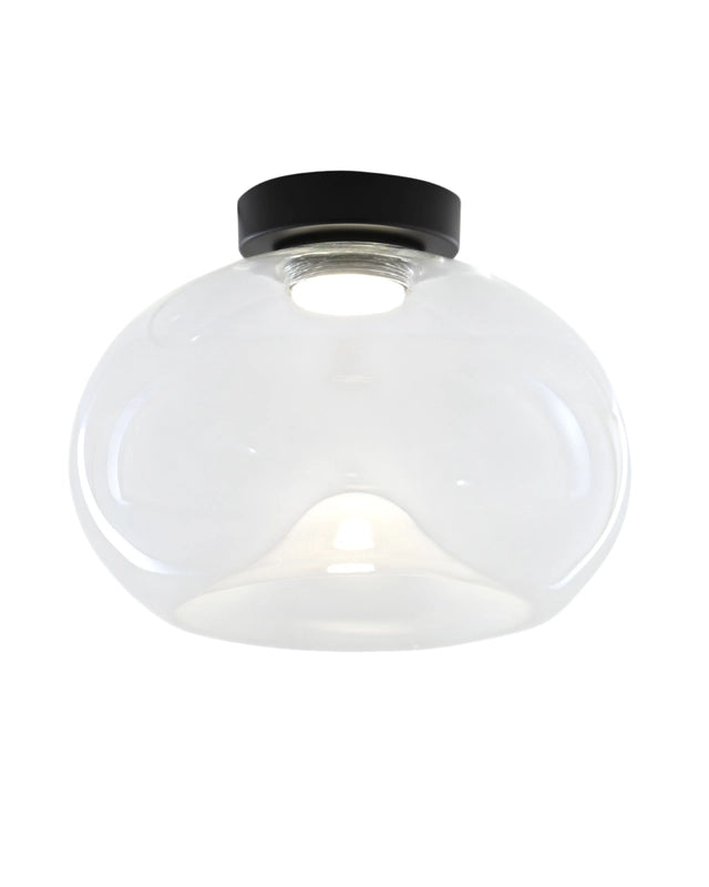 Brena - Lampada da soffitto rotonda con led integrato Fabas Luce - Applique LED 19W dimmerabile - Trasparente concava