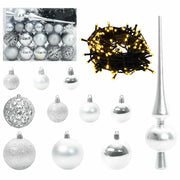 Set di Palle di Natale con 150 LED 61 pz Argento Plastica CFW5365126
