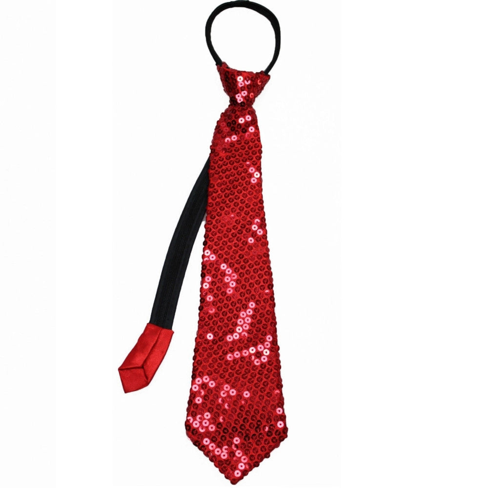 Trade Shop - Cravatta Paillettes Rosso Teatro Paillette Raso Cravattino Frack Festa Ballo -