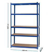 Scaffale per carichi pesanti blu 120x50x204cm Scaffale a incastro 5 ripiani 200kg/piano