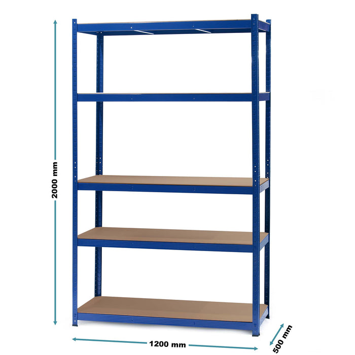 Scaffale per carichi pesanti blu 120x50x204cm Scaffale a incastro 5 ripiani 200kg/piano