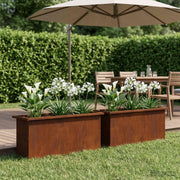 Fioriera da giardino con LED 2 pz Ruggine 30 x 100 x 30 cm 8008125