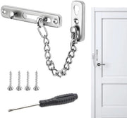 Deurketting senza foratura - Beveglio di sicurezza per porte in acciaio inossidabile per casa, hotel e altro - Incluso materiale di montaggio (6 pezzi)