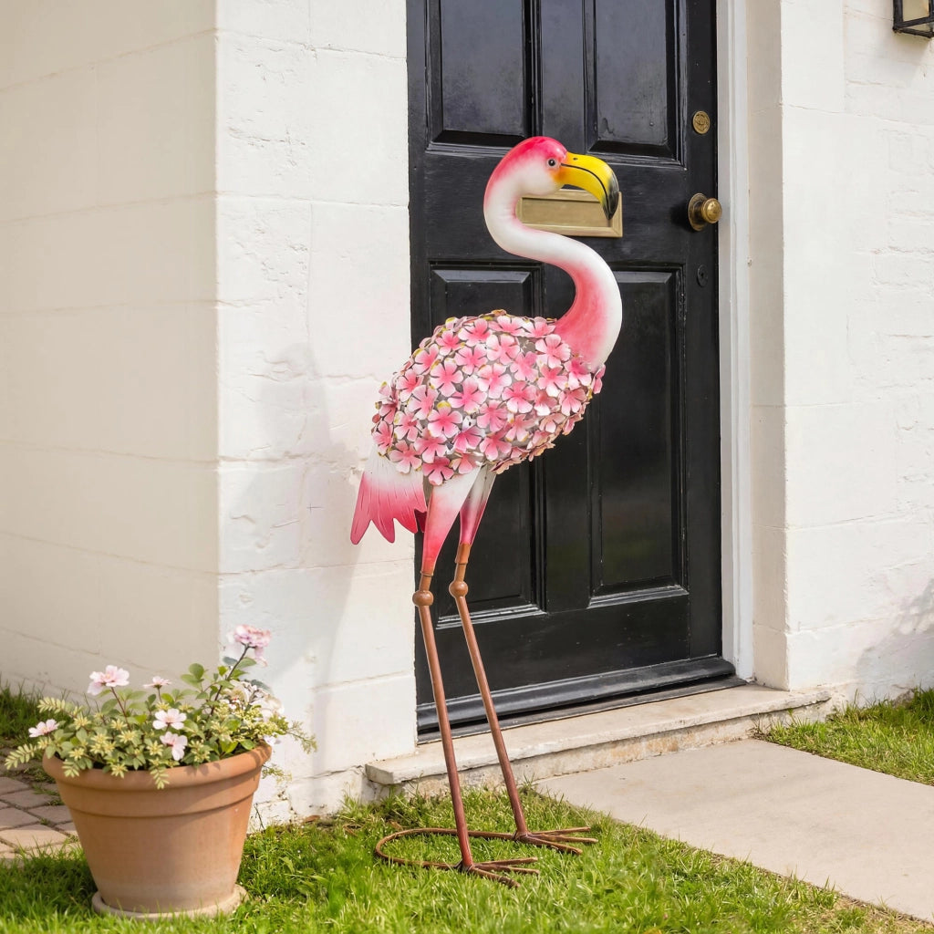 Statua Flamingo Rosa Giardino ¨C zephmum ¨C Metallo 28x19x83 cm