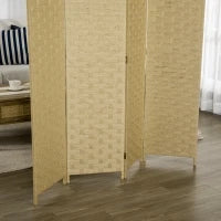 Paravento Separé da Interno a 4 Ante in Legno, Pieghevole e Salvaspazio Altezza 170cm, Marrone