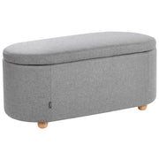 Panca contenitore in tessuto grigio chiaro con finitura idrorepellente pouf imbottito con contenitore seduta per l'ingresso