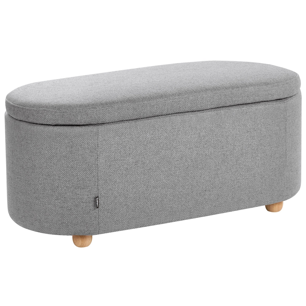 Panca contenitore in tessuto grigio chiaro con finitura idrorepellente pouf imbottito con contenitore seduta per l'ingresso