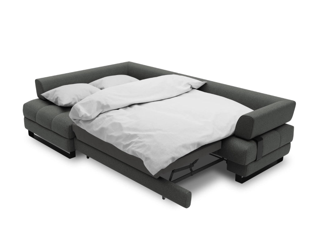 Cosmopolitan Design - Divano convertibile angolare sinistro con box "Clinton" 5 posti tessuto strutturato grigio scuro 