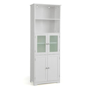 Mobile da bagno con 4 ante e 2 vani a giorno 60 x 30 x 163 cm pratico e moderno in MDF bianco 20_0019479