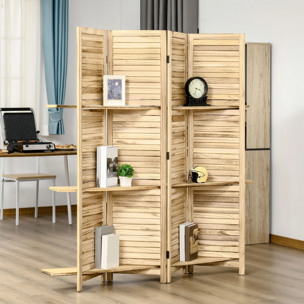Paravento 4 pannelli con ripieghevoli ¨C zephmum ¨C legno di paulownia 3 ripiani