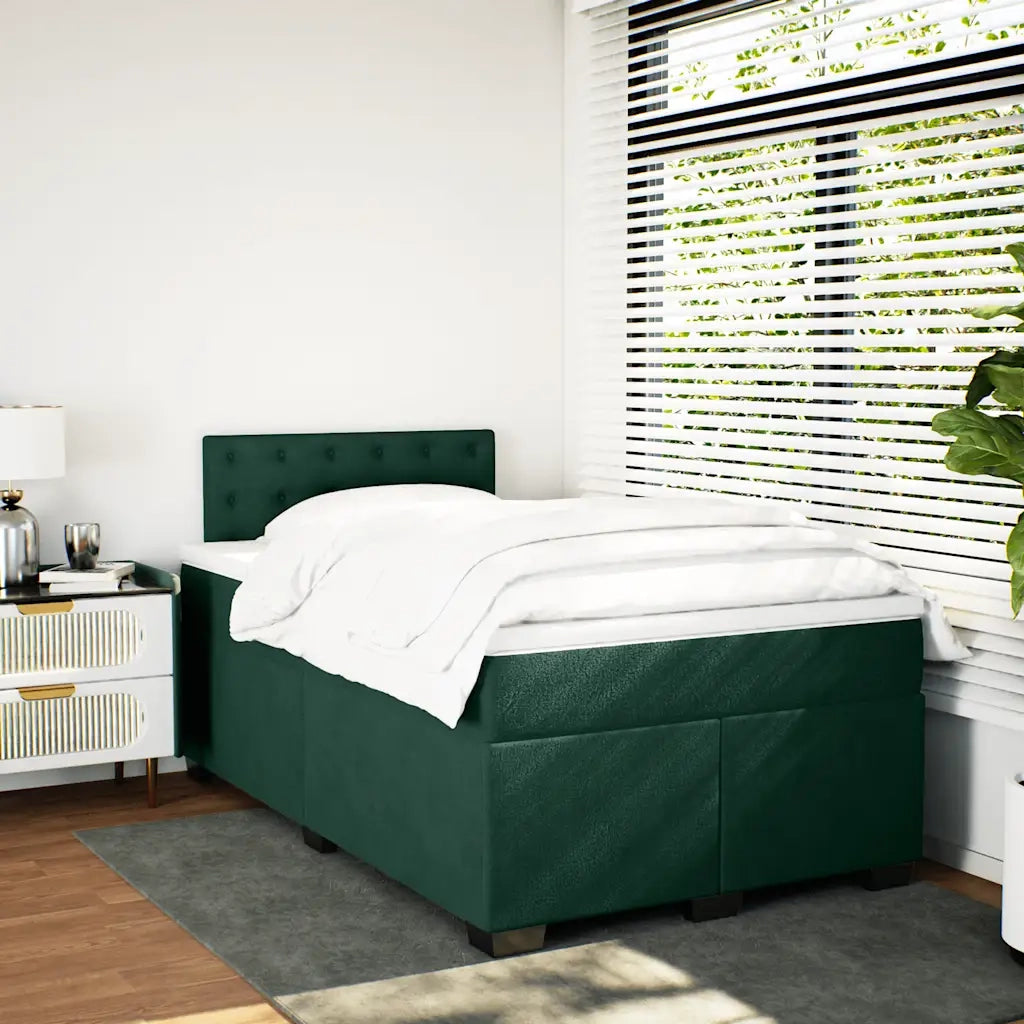 Giroletto a Molle con Materasso Verde Scuro 120x200 cm Velluto